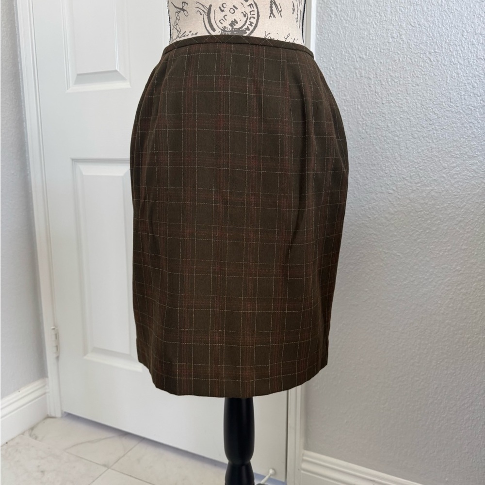Classic Brown Plaid Skirt